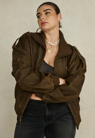 Fontaine Leather Bomber Jacket